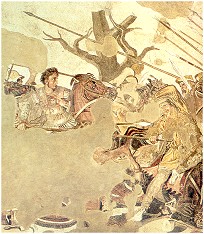 Battaglia di Alessandro contro Dario. Mosaico pompeiano, particolare