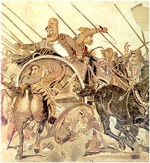 Battaglia di Alessandro contro Dario. Mosaico pompeiano, particolare