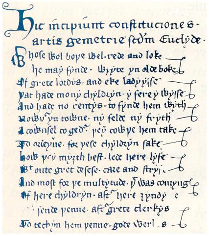 Poema Regius, prima facciata