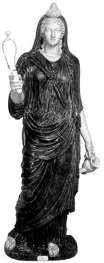 Statua di Iside col sistro, et romana; Napoli, museo archeologico